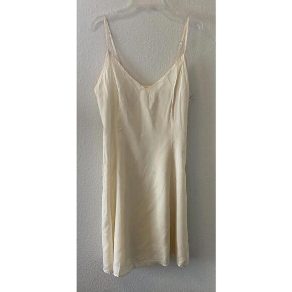 Vintage Slip Dress Chemise Nightgown Beige Cream Side Zip No Tag Size M/L - Picture 1 of 9